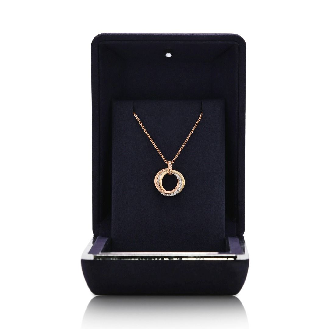 Delicate 0.17ct Natural Diamond Necklace in 18K Tri-Color Gold