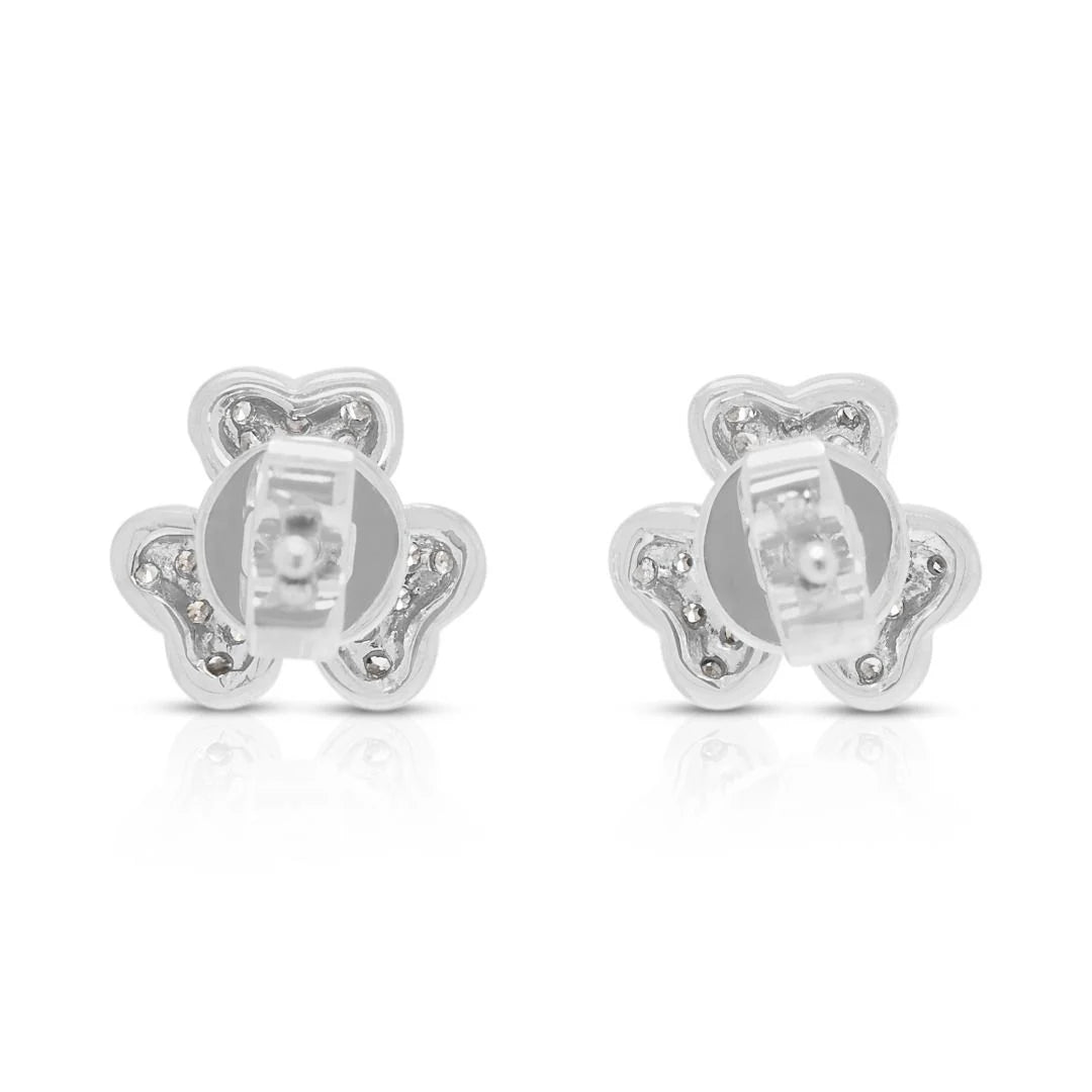 Delicate 0.20ct Diamond Pave Stud Earrings in 18K White Gold