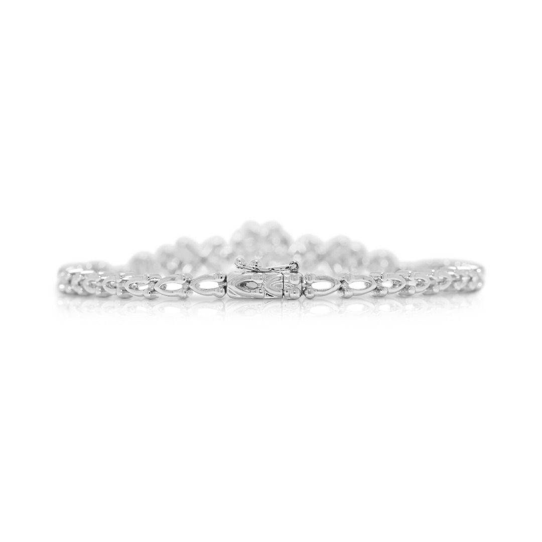 Delicate 0.41ct Natural Diamond Floral Bracelet in 18K White Gold