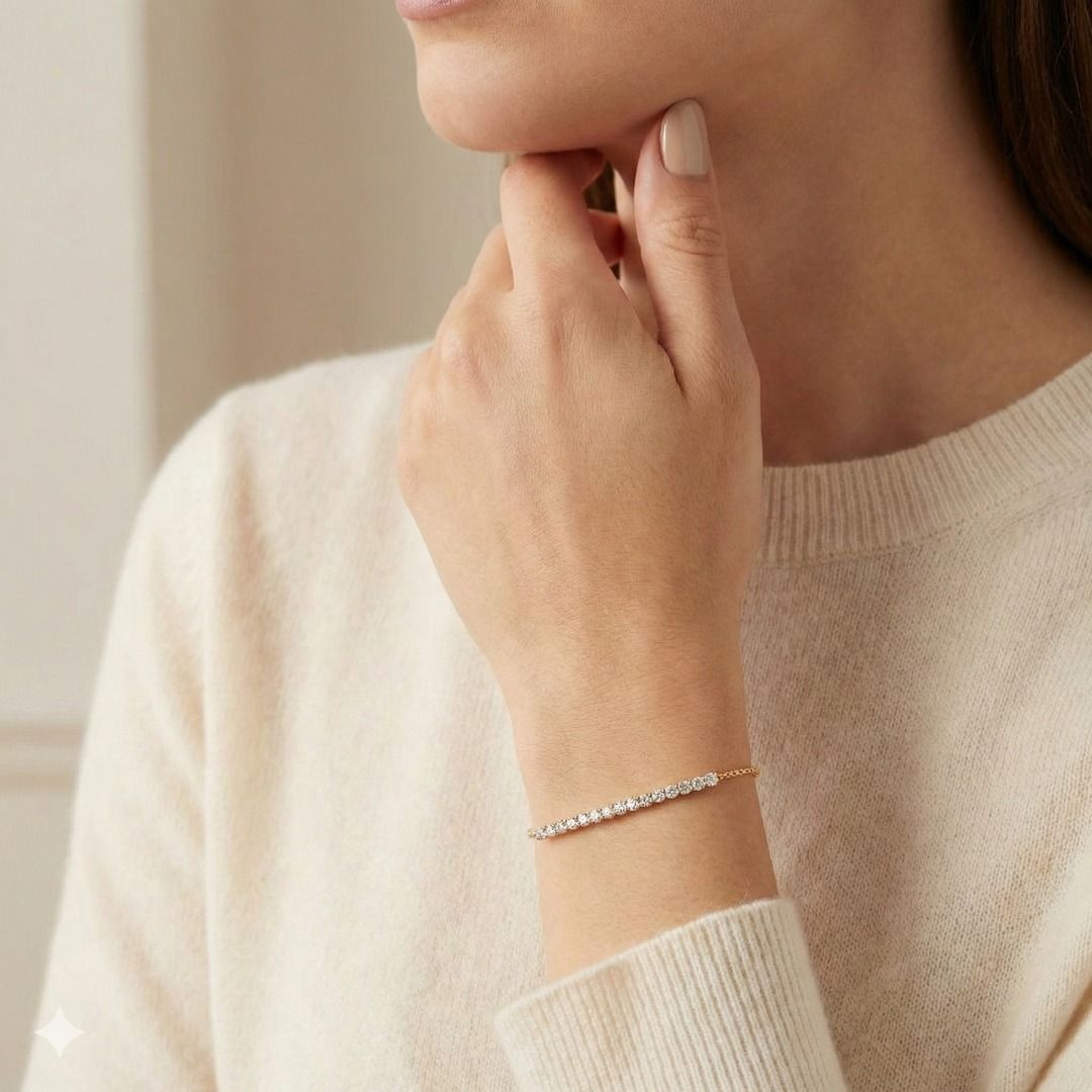 Delicate 0.50ct Diamond Line Bracelet in 18K Rose Gold