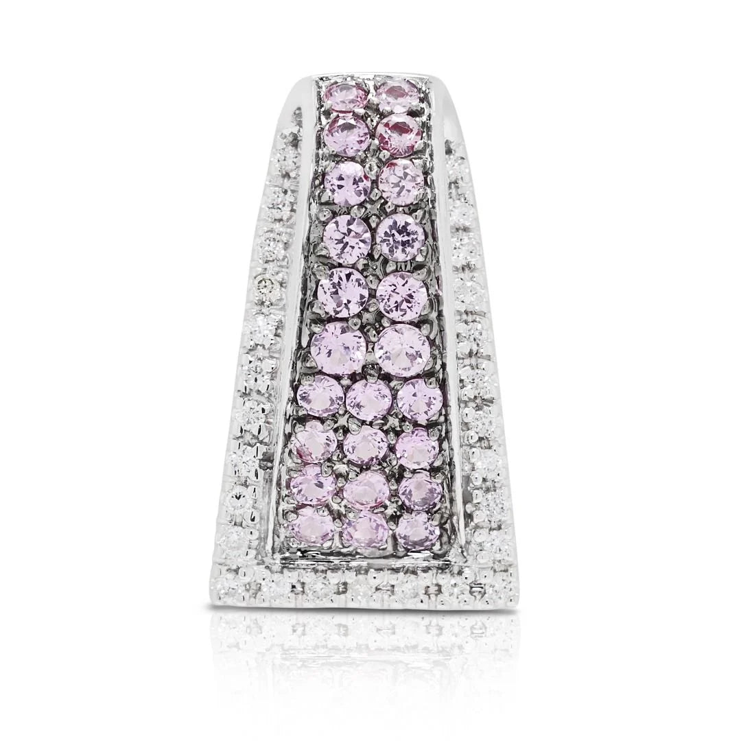 Delicate 1.58ct Pink Sapphire & Diamond Pendant in 14K White Gold