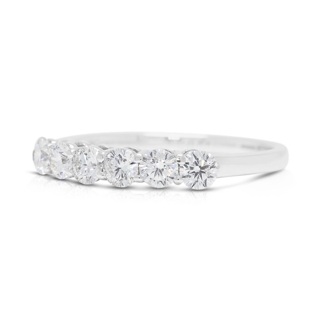 Destinee 0.60ct Natural Diamond Six-Stone Ring in 18K White Gold