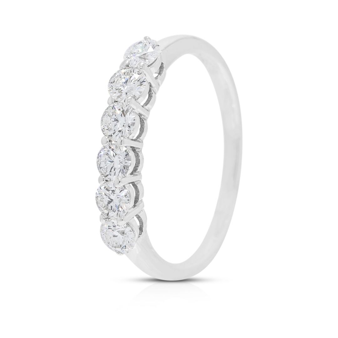 Destinee 0.60ct Natural Diamond Six-Stone Ring in 18K White Gold