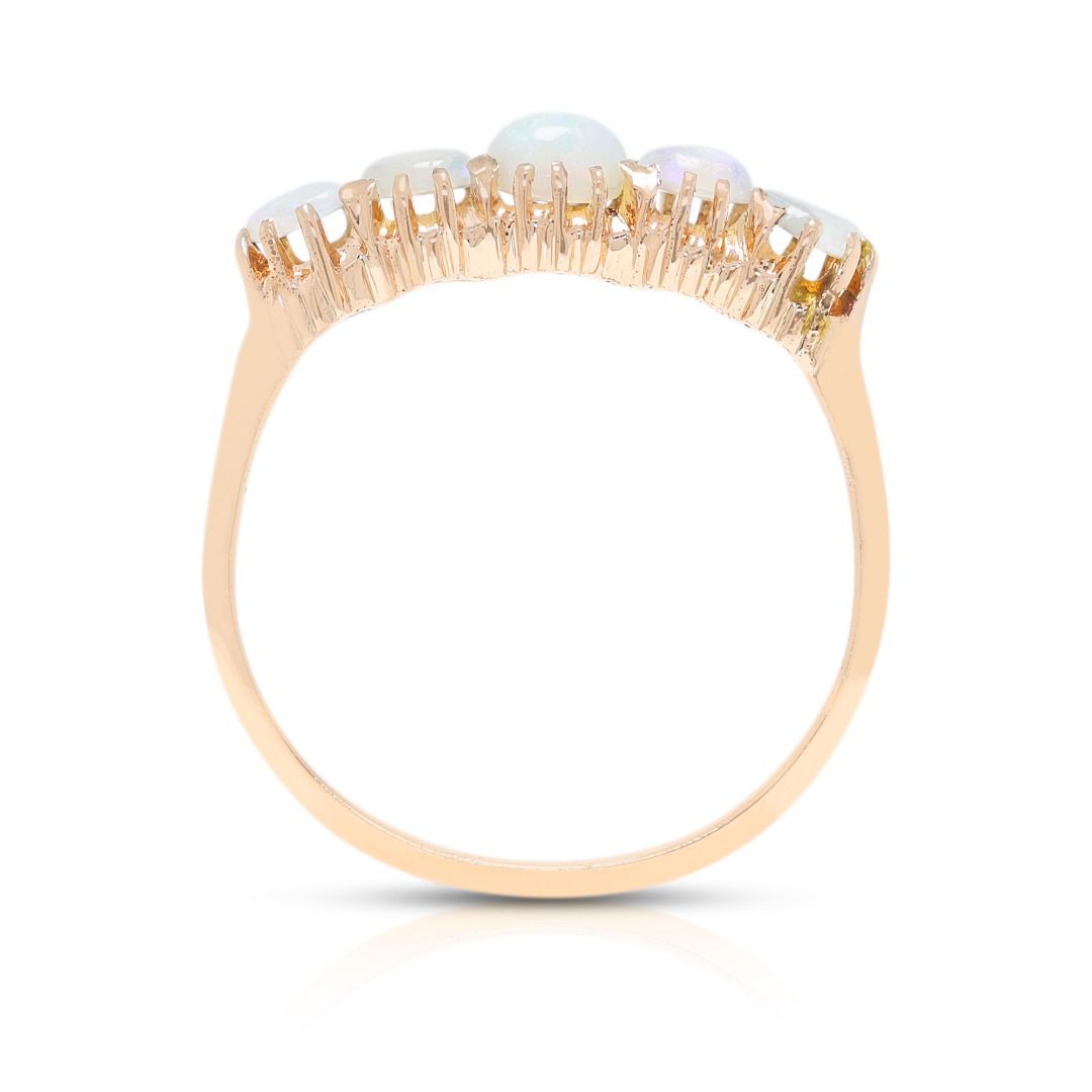 Dreamy 1.78g Opal Cabochon Five-Stone Band in 9K Rose Gold