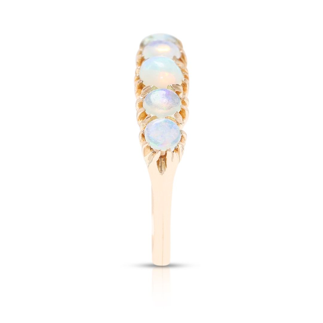 Dreamy 1.78g Opal Cabochon Five-Stone Band in 9K Rose Gold
