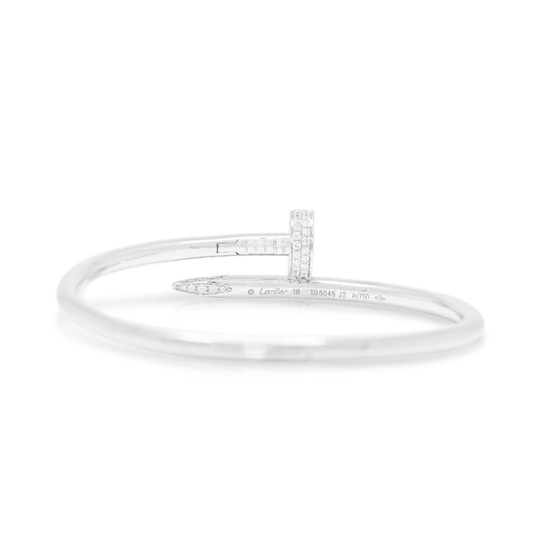 Edgy 1.33ct Natural Diamond "Industrial Nail" Bangle in 18K White Gold