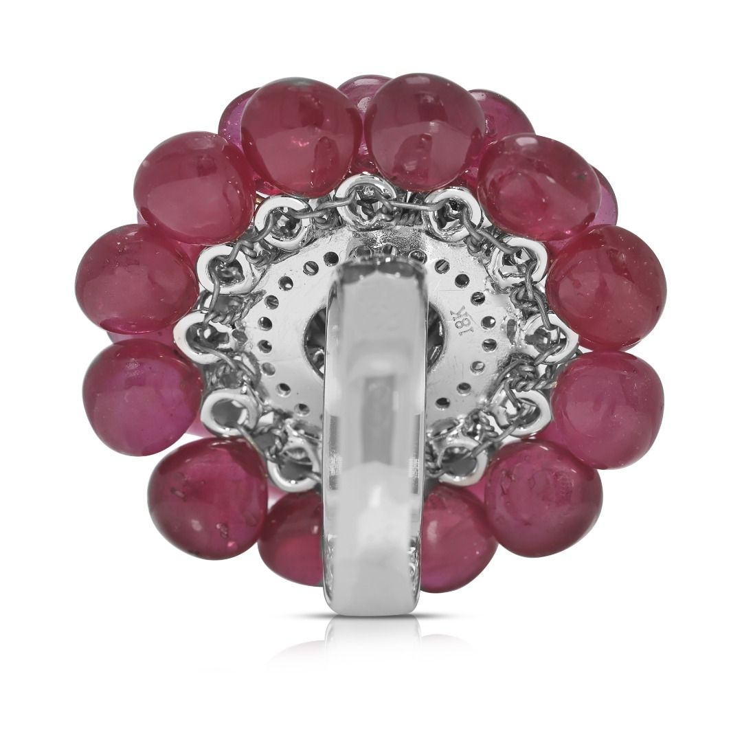 Effulgent 2.48ct Ruby & Natural Diamonds Ring Splendor in 18K White Gold