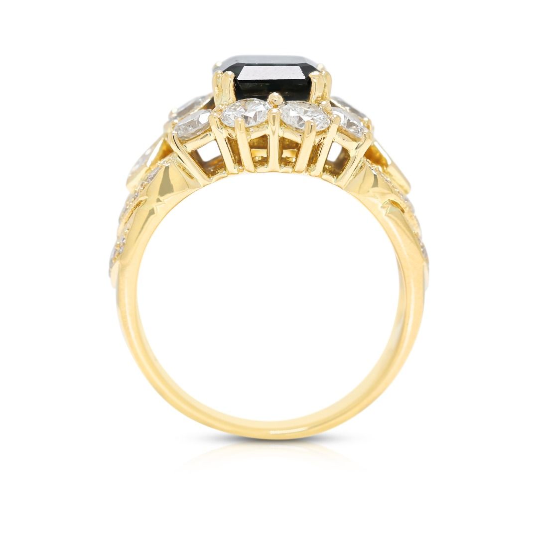 Electrifying 3.35ct Blue Sapphire and Diamond Ring in 18K Yellow Gold