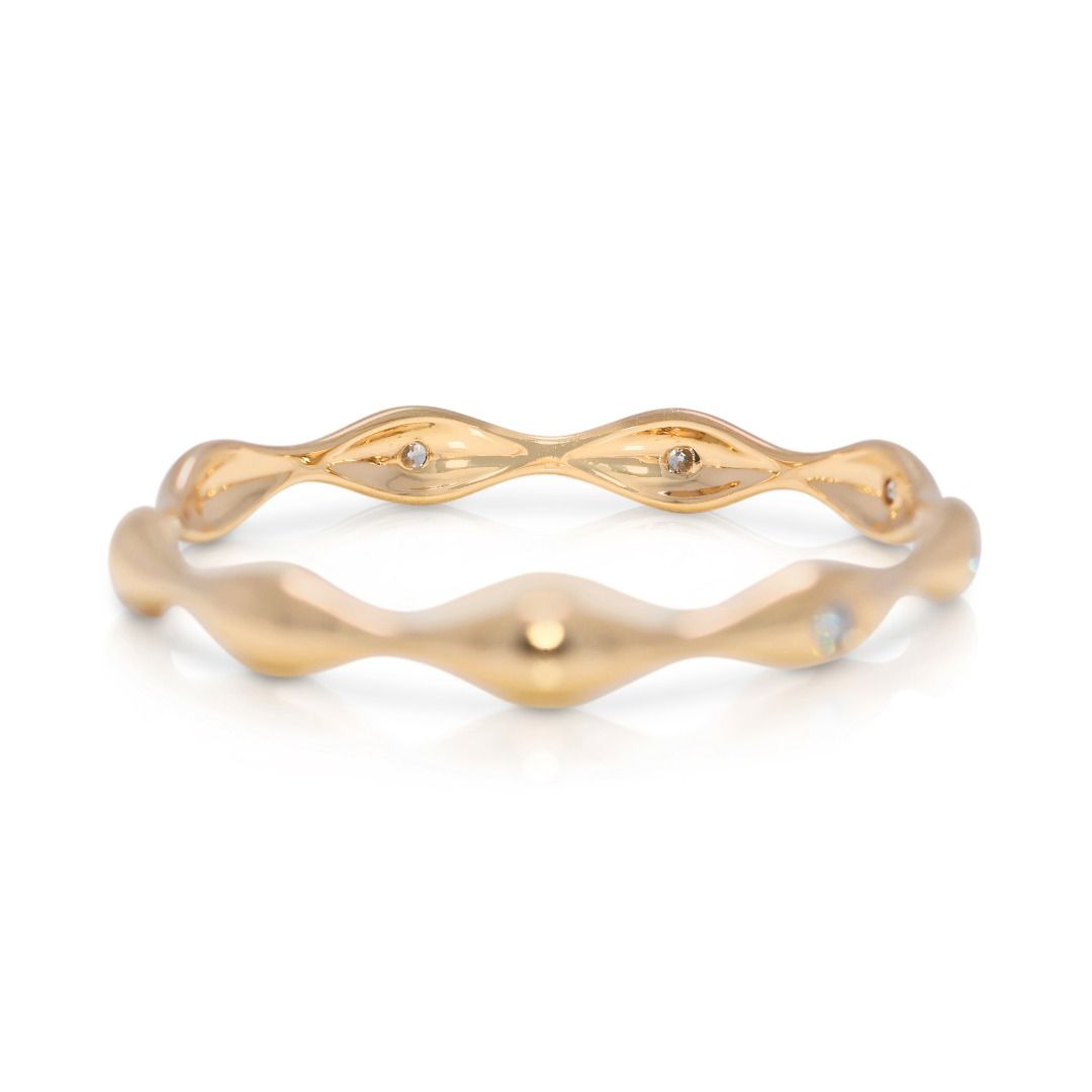 Elegant 0.05ct Natural Diamond 14K Yellow Gold Ring