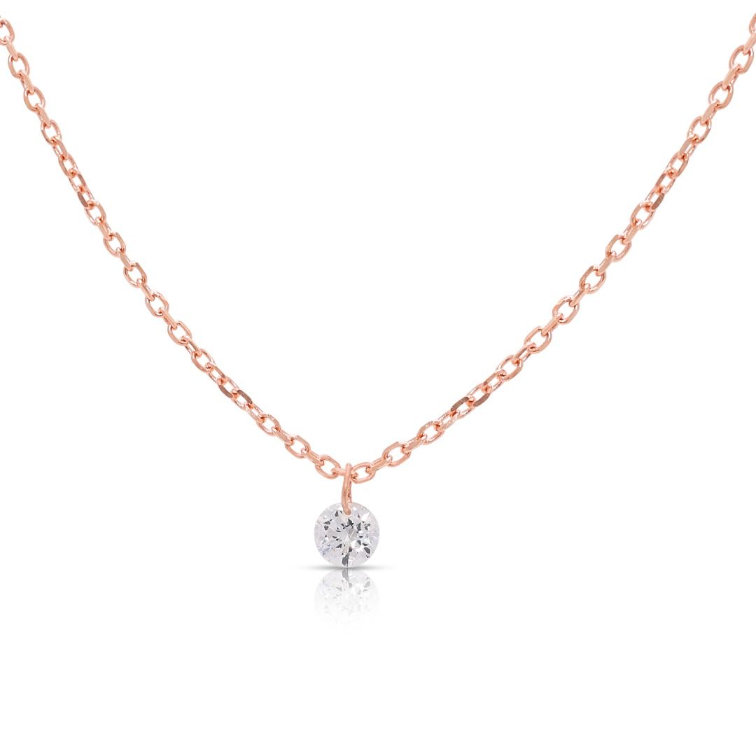 Elegant 0.09ct Natural Diamond Solitaire Necklace in 18K Rose Gold