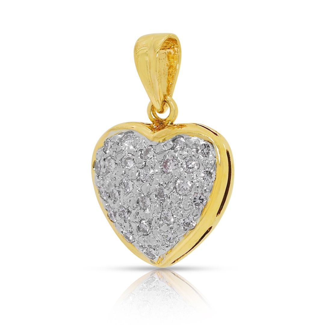 Elegant 0.27ct Natural Diamond Heart 18k Yellow Gold Pendant