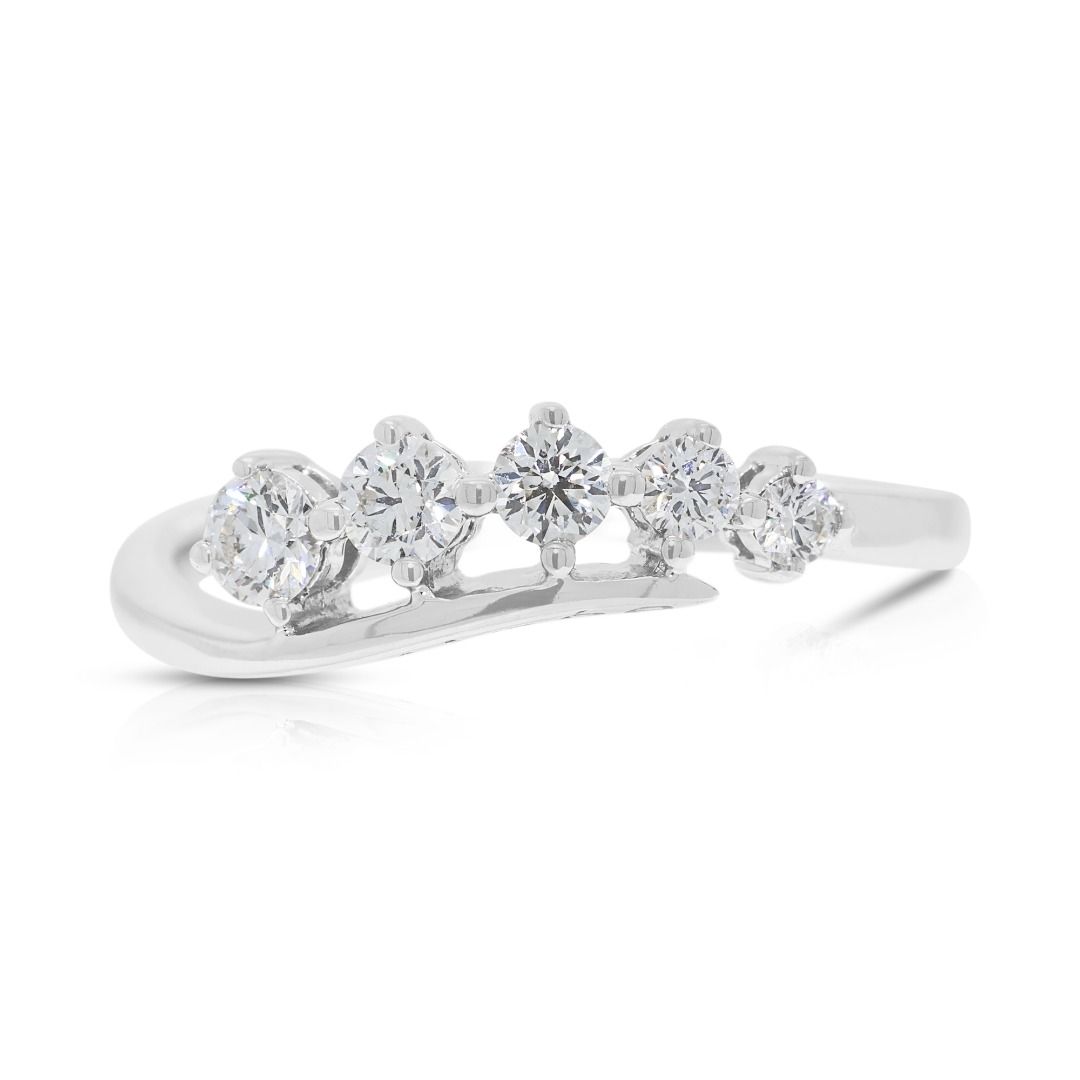 Elegant 0.27ct Natural Diamond Five-Stone Ring in 18K White Gold