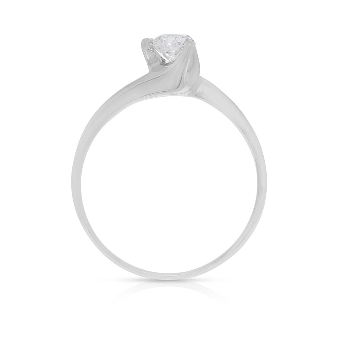 Elegant 0.31ct Natural Diamond Solitaire Bypass Ring in 18k White Gold
