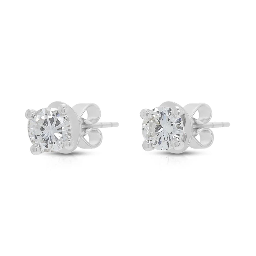 Elegant 0.36ct Natural Diamond Stud Earrings in 18K White Gold