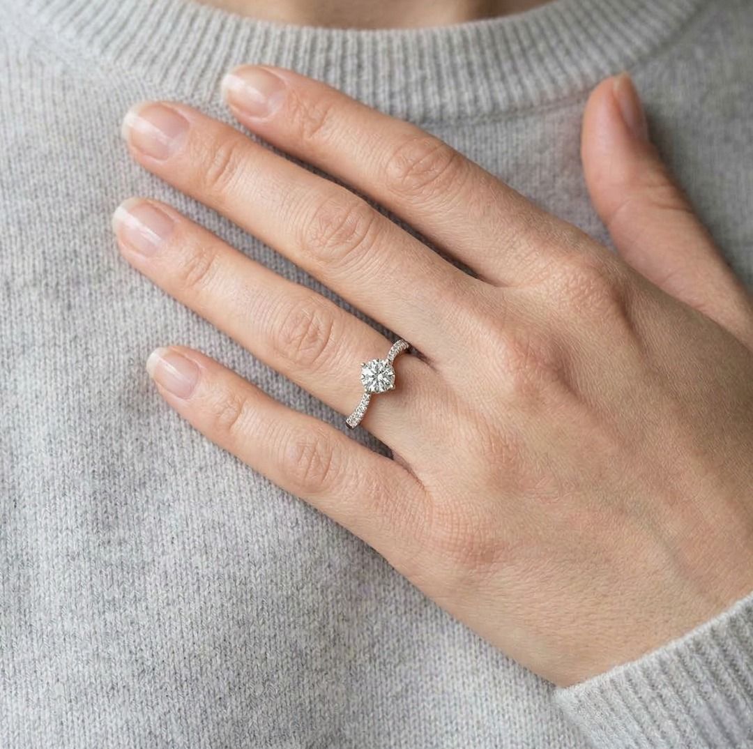Elegant 0.56ct Natural Diamond Halo Ring in 18K White Gold - GIA Certified