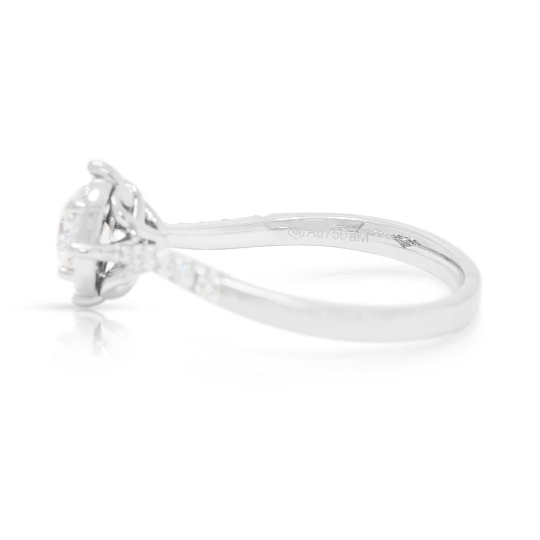 Elegant 0.56ct Natural Diamond Halo Ring in 18K White Gold - GIA Certified