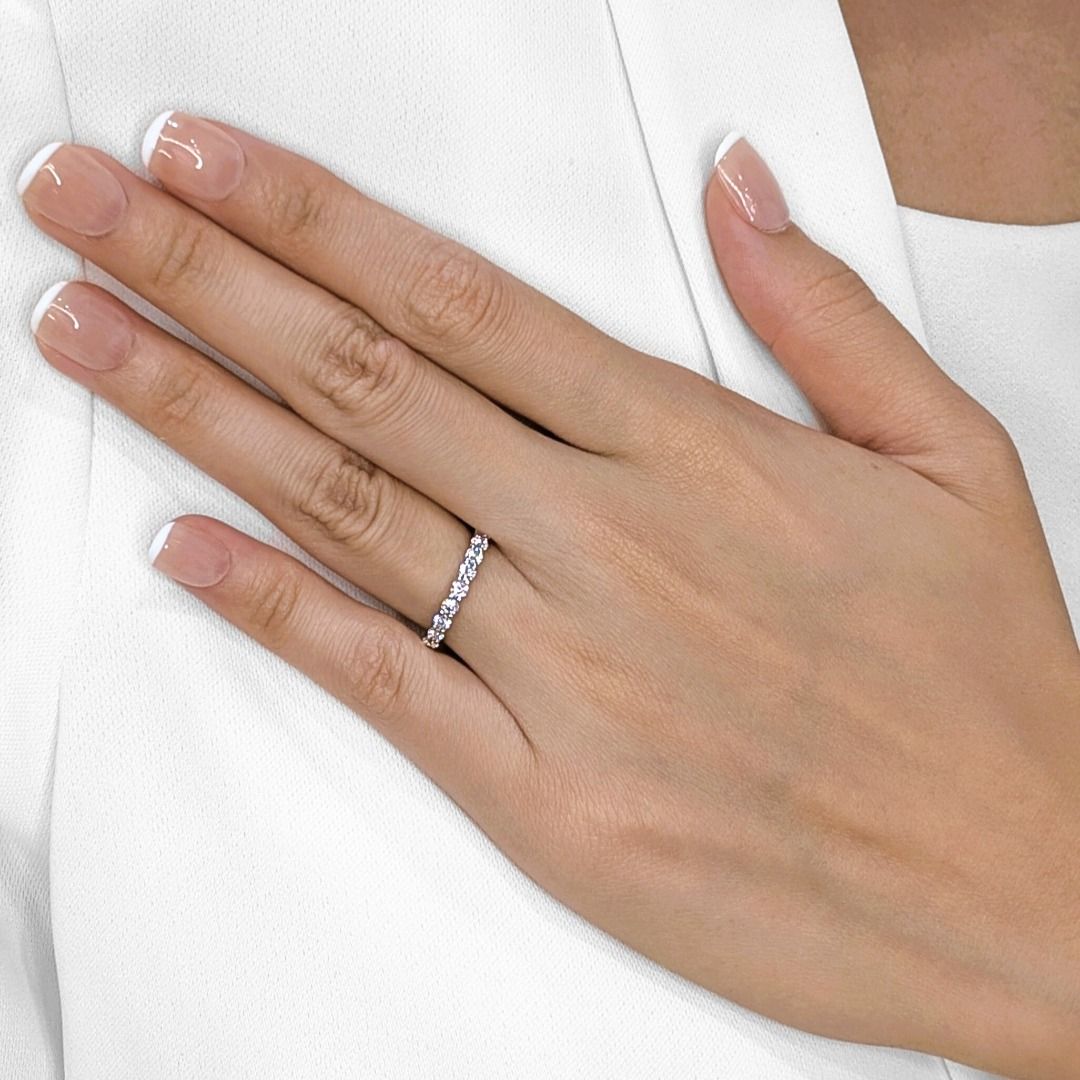 Elegant 0.66ct Diamond Band Ring in 18K White Gold