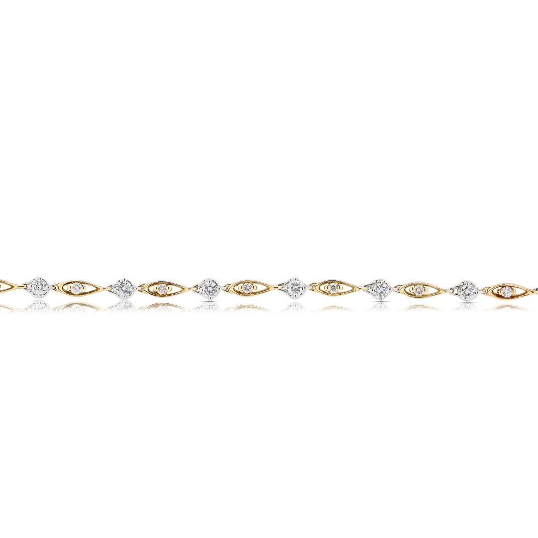 Elegant 0.68ct Natural Diamond Bracelet in 18K Two-Toned Gold (New)