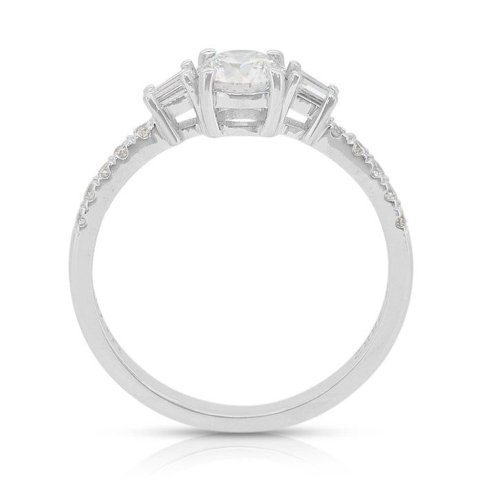 Elegant 0.78ct Diamonds Pave Ring in 18k White Gold - IGI Certified