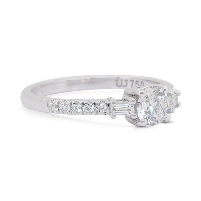 Elegant 0.78ct Diamonds Pave Ring in 18k White Gold - IGI Certified
