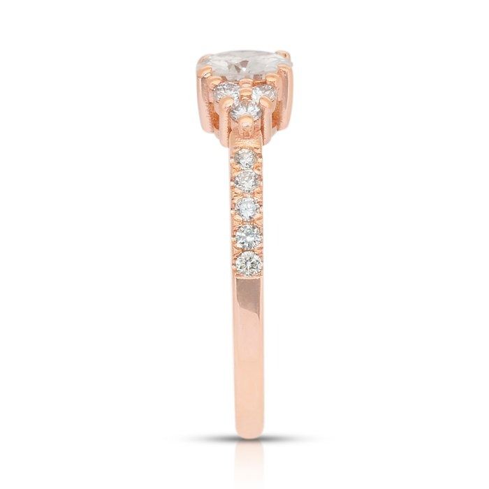 Elegant 0.88ct Diamonds Pave Ring in 18k Rose Gold - IGI Certified