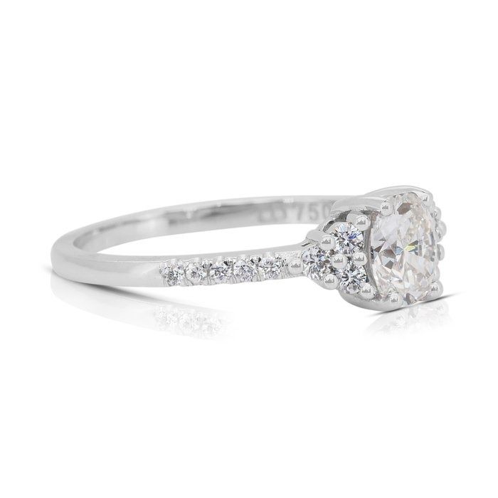 Elegant 0.89ct Diamonds Pave Ring in 18k White Gold - IGI Certified