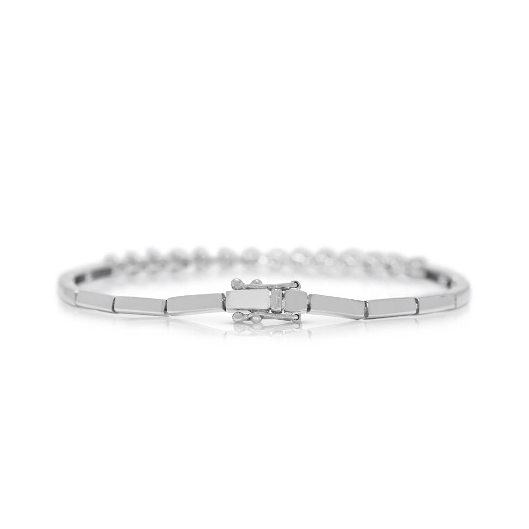 Elegant 0.91ct Lee Hwa Diamond Bracelet in 18K White Gold
