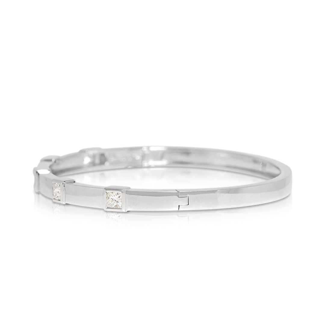 Elegant 0.9ct Natural Diamond Bangle in 18K White Gold