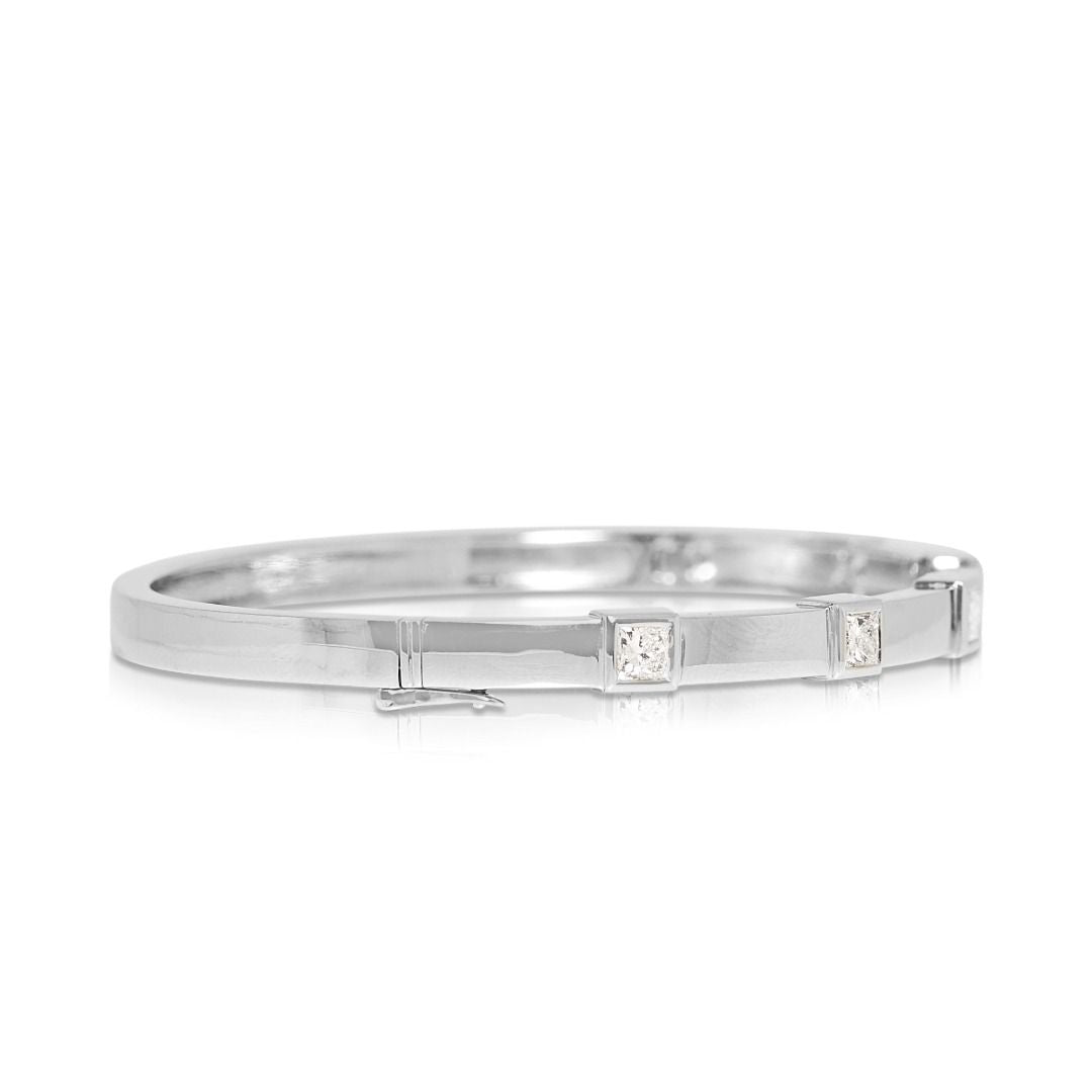 Elegant 0.9ct Natural Diamond Bangle in 18K White Gold