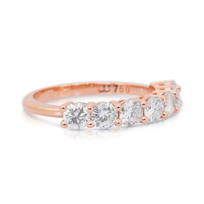 Elegant 1.03ct Diamonds Half Eternity Ring in 18k Rose Gold - IGI Certified