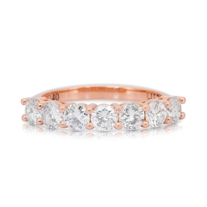 Elegant 1.03ct Diamonds Half Eternity Ring in 18k Rose Gold - IGI Certified