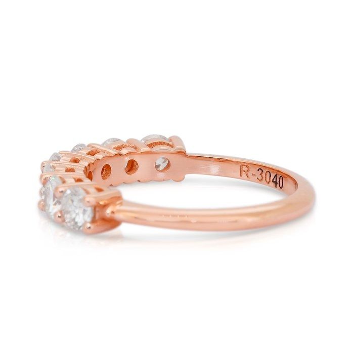 Elegant 1.03ct Diamonds Half Eternity Ring in 18k Rose Gold - IGI Certified