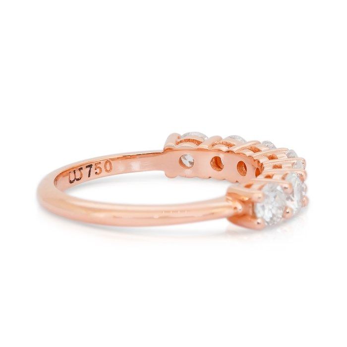 Elegant 1.03ct Diamonds Half Eternity Ring in 18k Rose Gold - IGI Certified