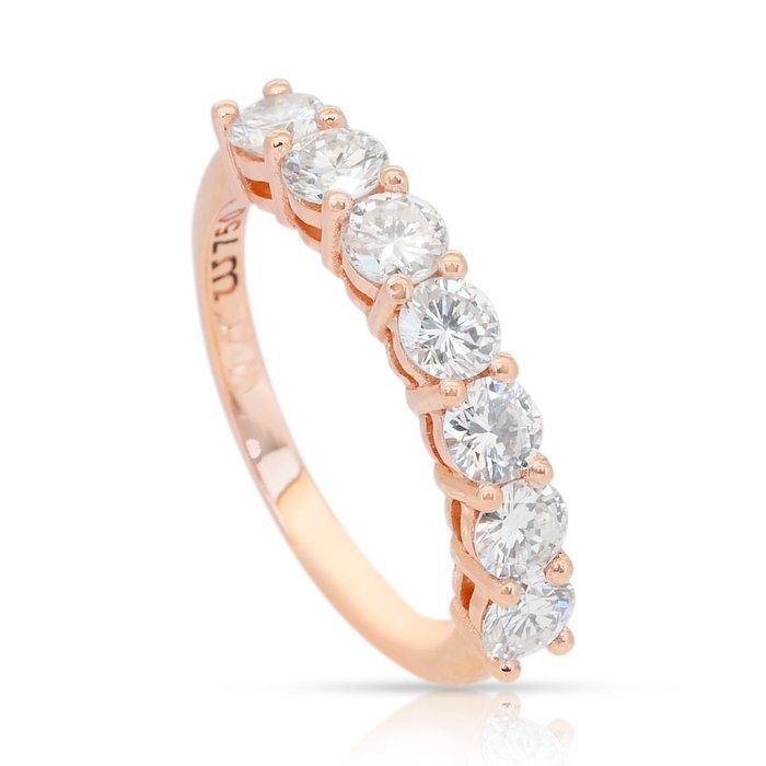 Elegant 1.03ct Diamonds Half Eternity Ring in 18k Rose Gold - IGI Certified
