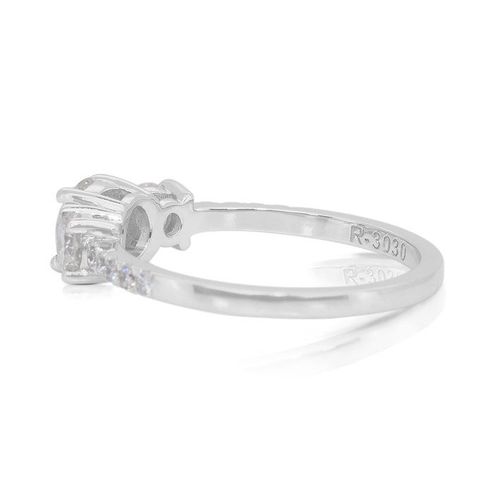 Elegant 1.10ct Diamonds 3-Stone Ring in 18k White Gold - IGI Certified