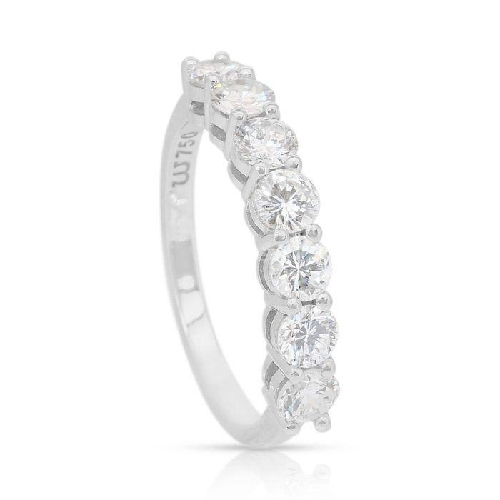 Elegant 1.10ct Diamonds Half-Eternity Ring in 18k White Gold - IGI Certified