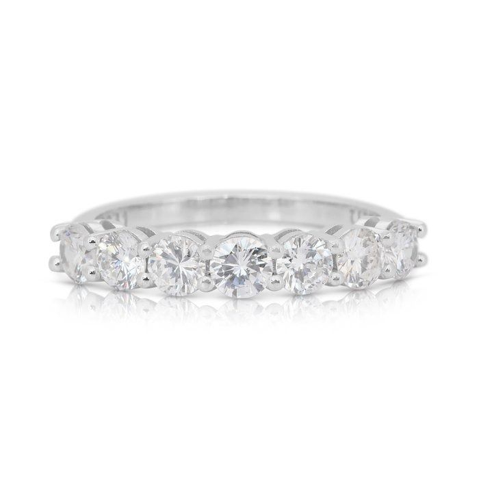 Elegant 1.10ct Diamonds Half-Eternity Ring in 18k White Gold - IGI Certified