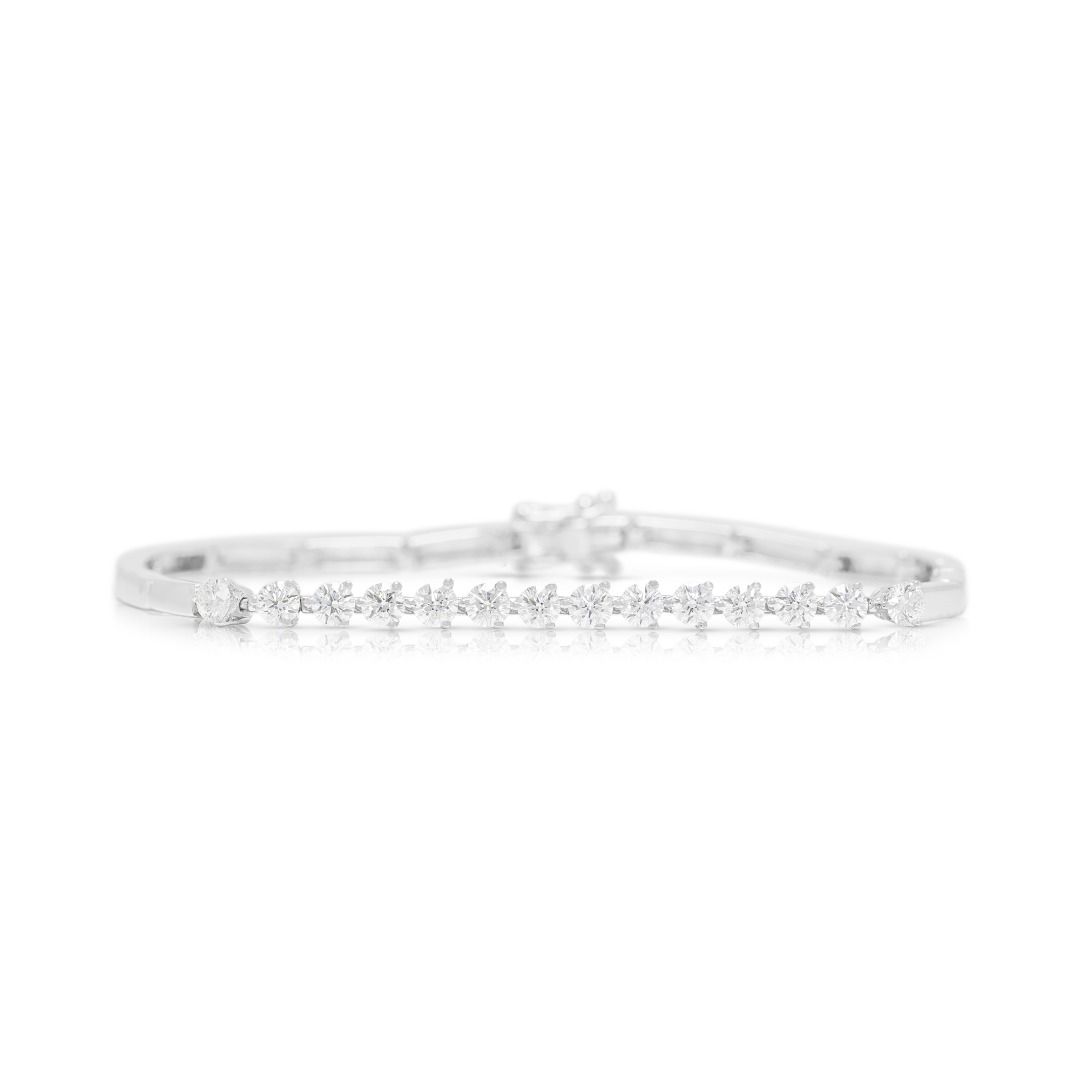 Elegantes Armband mit 1,12 Karat natürlichen, runden Brillanten aus 18K Weißgold