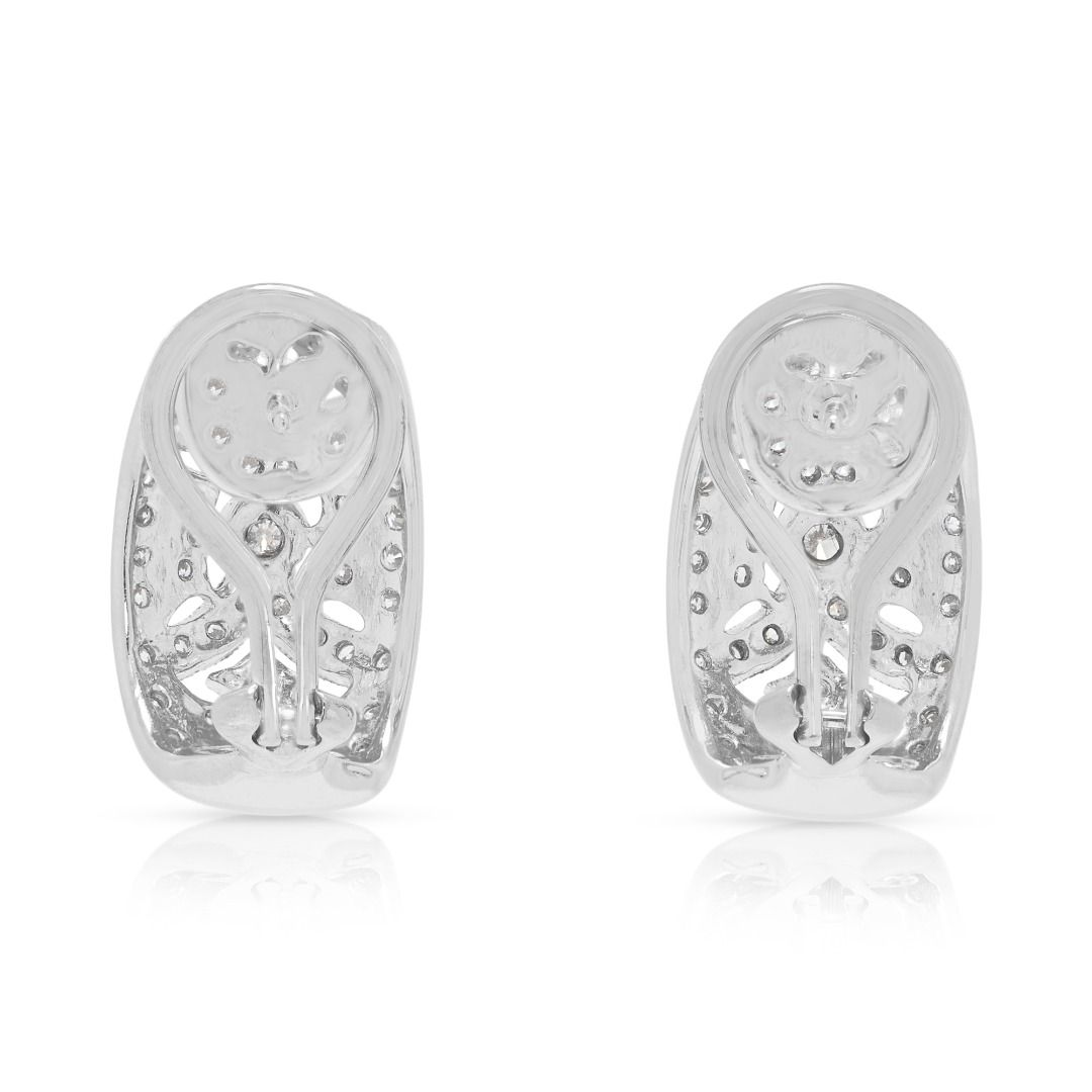 Elegant 1.14ct Round Brilliant Diamond Vintage Filigree Earrings in Platinum
