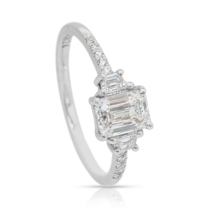 Elegant 1.16ct Diamonds 3-Stone Ring in 18k White Gold - GIA Certified