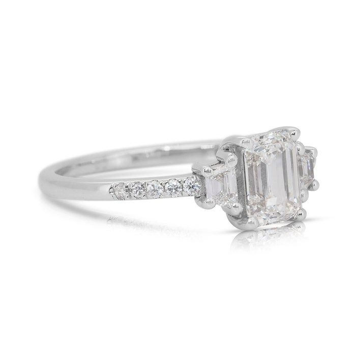 Elegant 1.16ct Diamonds 3-Stone Ring in 18k White Gold - GIA Certified