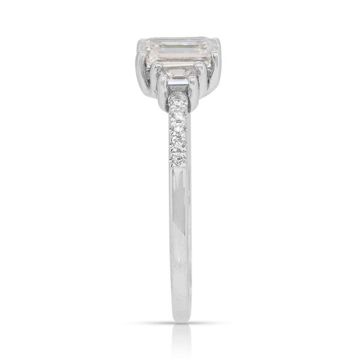 Elegant 1.16ct Diamonds 3-Stone Ring in 18k White Gold - GIA Certified