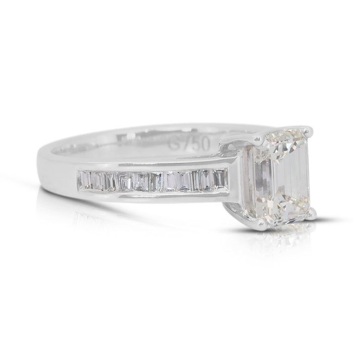 Elegant 1.20ct Diamonds Pave Ring in 18k White Gold - IGI Certified