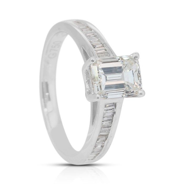 Elegant 1.20ct Diamonds Pave Ring in 18k White Gold - IGI Certified