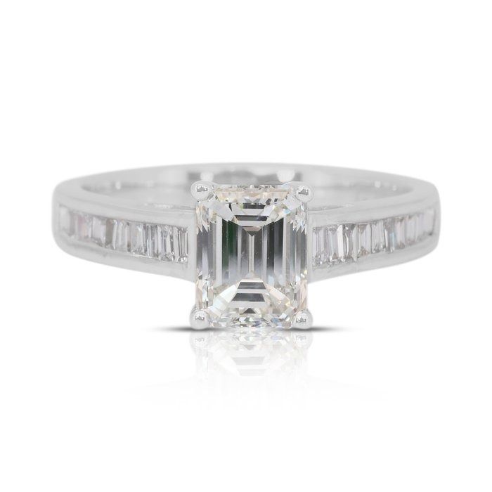 Elegant 1.20ct Diamonds Pave Ring in 18k White Gold - IGI Certified