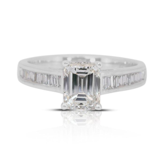 Elegant 1.20ct Diamonds Pave Ring in 18k White Gold - IGI Certified