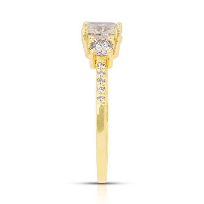 Elegant 1.28ct Diamonds 3-Stone Ring in 18k Yellow Gold - IGI Certified