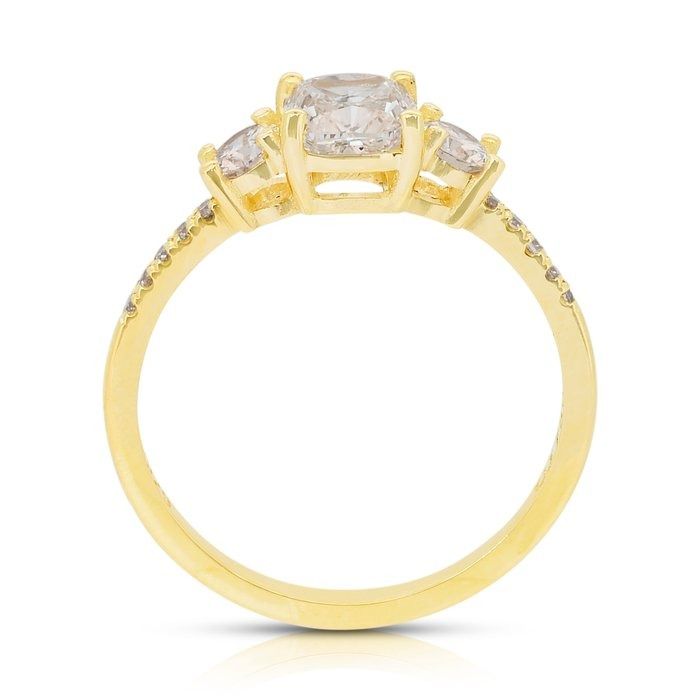 Elegant 1.28ct Diamonds 3-Stone Ring in 18k Yellow Gold - IGI Certified
