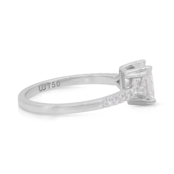 Elegant 1.33ct Diamonds 3-Stone Ring in 18k White Gold - IGI Certified