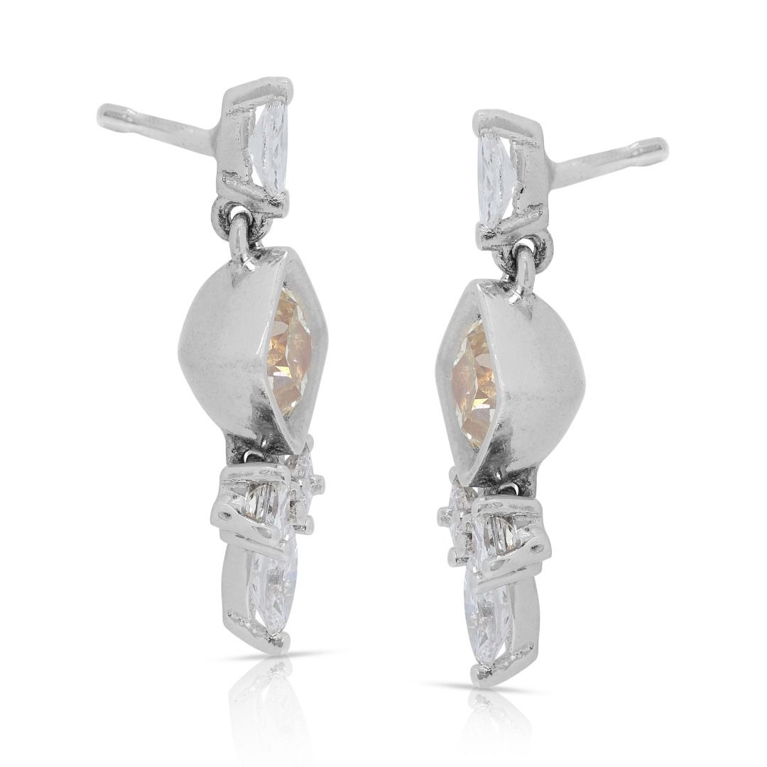 Elegant 1.37ct Cushion Cut Earrings in 14K White Gold